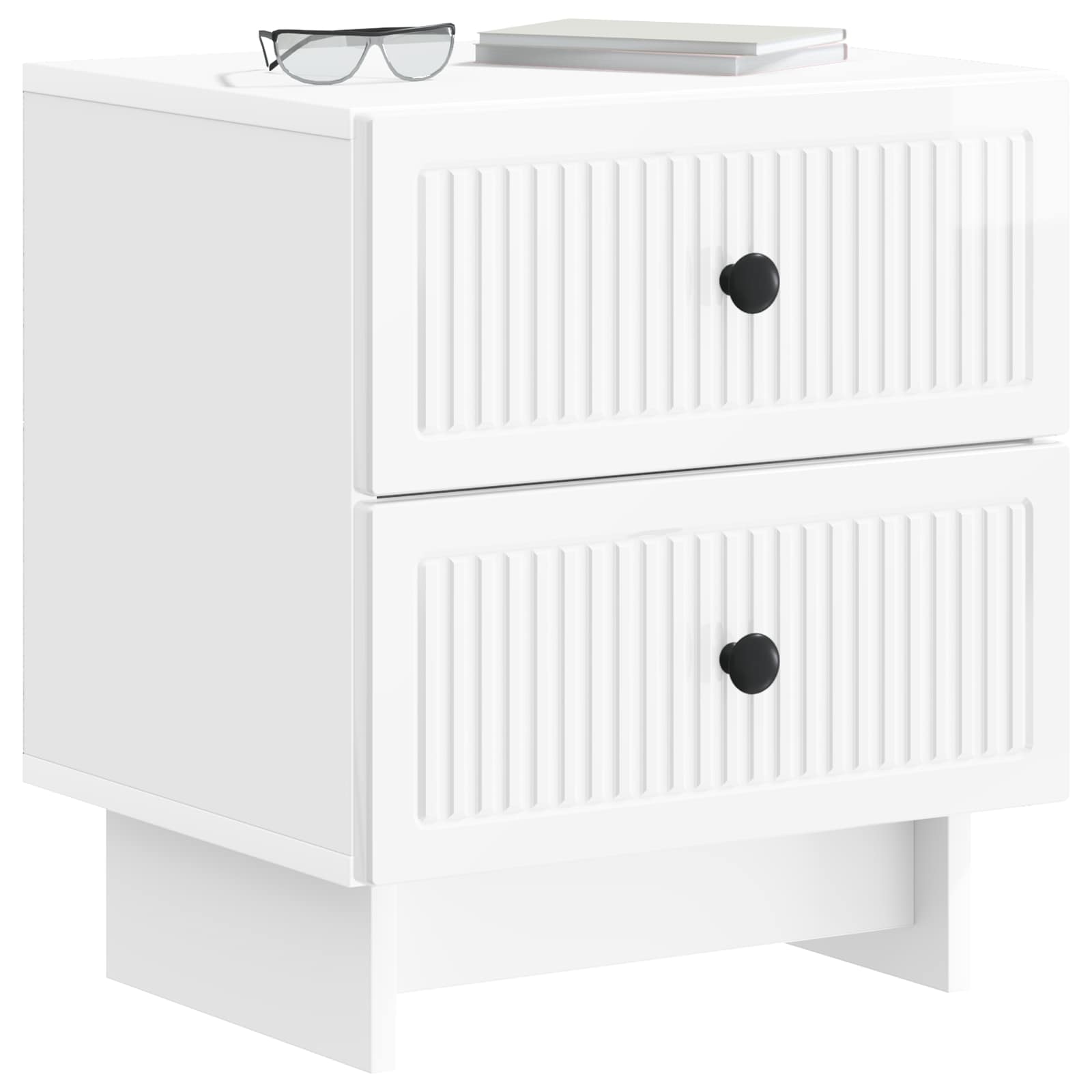 Nachttisch 2 pcs Hochglanz Weiß 43 x 34,5 x 47,5 cm