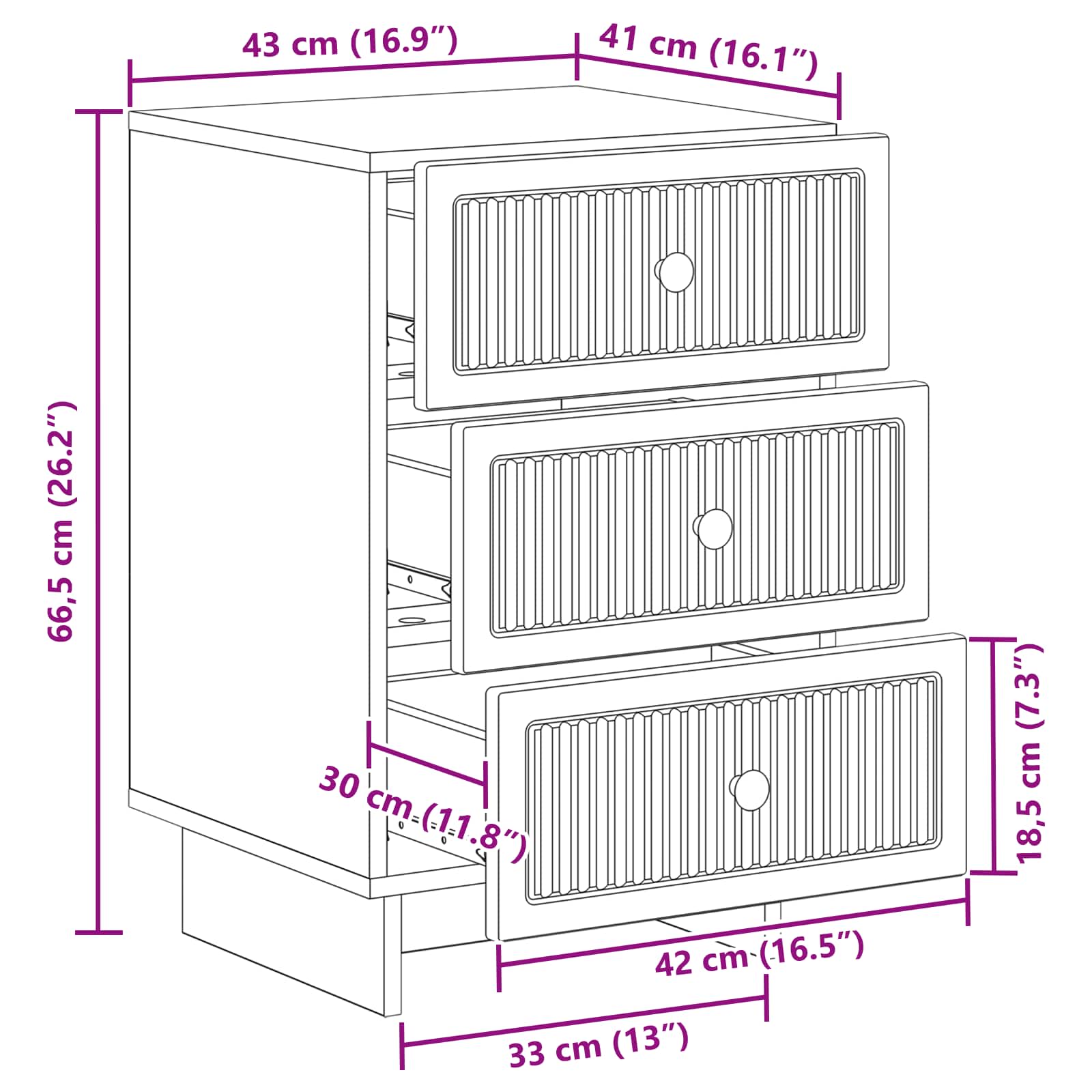 Nachttisch Altholz 43 x 41 x 66,5 cm Holzwerkstoff
