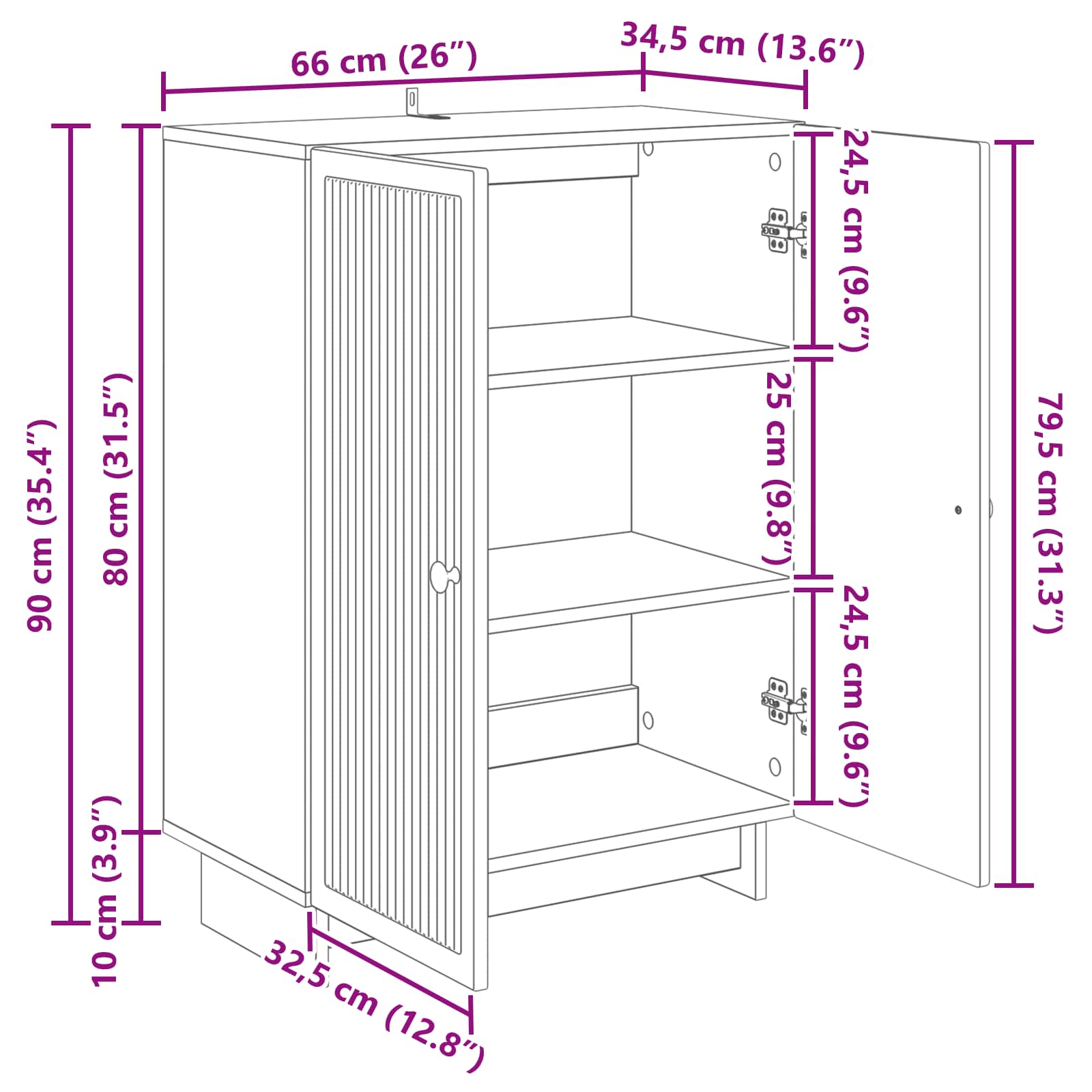 Sideboard Sonoma-Eiche 66 x 34,5 x 90 cm Holzwerkstoff