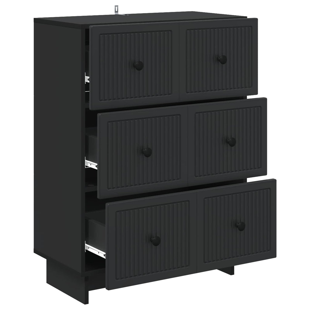 Schubladenschrank Schwarz 66 x 34,5 x 90 cm Holzwerkstoff