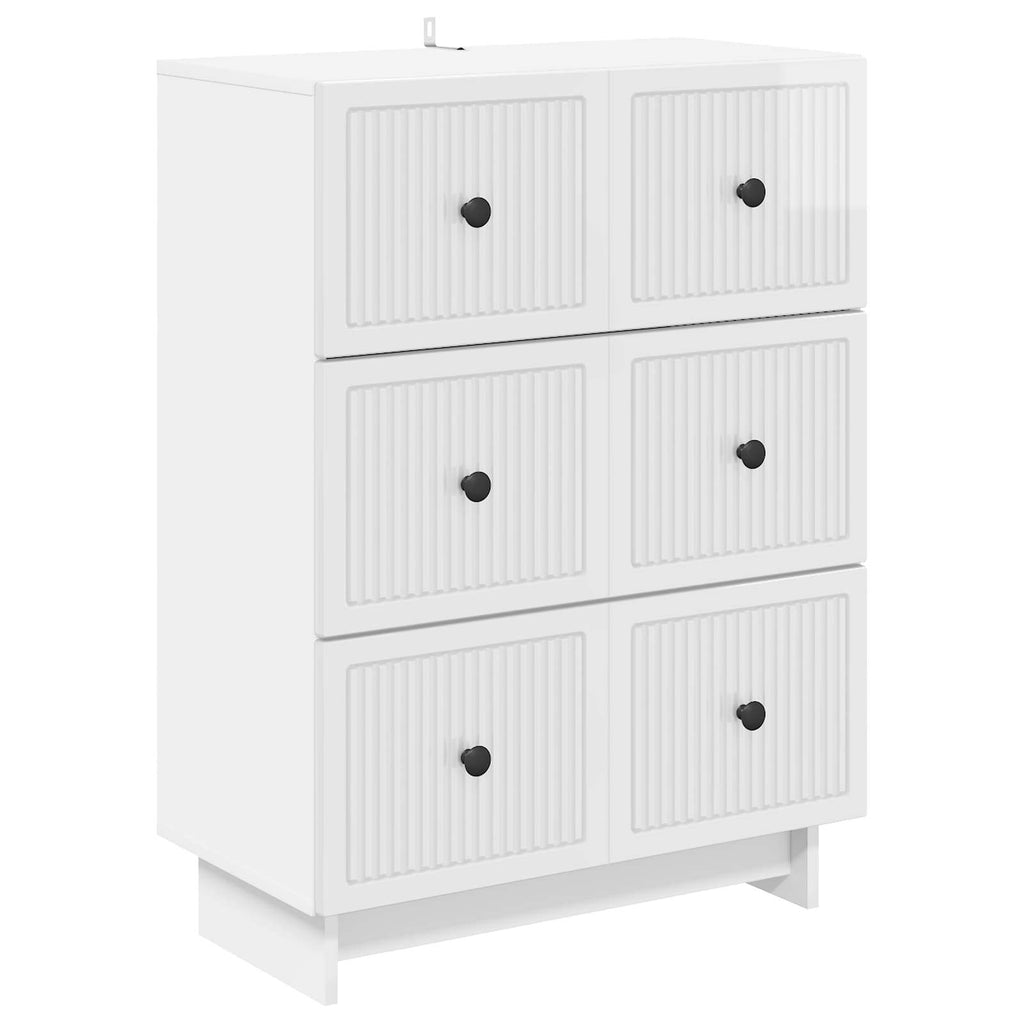 Schubladenschrank Hochglanz Weiß 66 x 34,5 x 90 cm