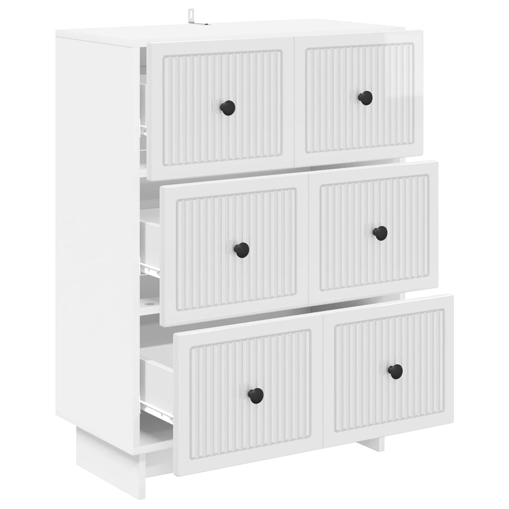 Schubladenschrank Hochglanz Weiß 66 x 34,5 x 90 cm