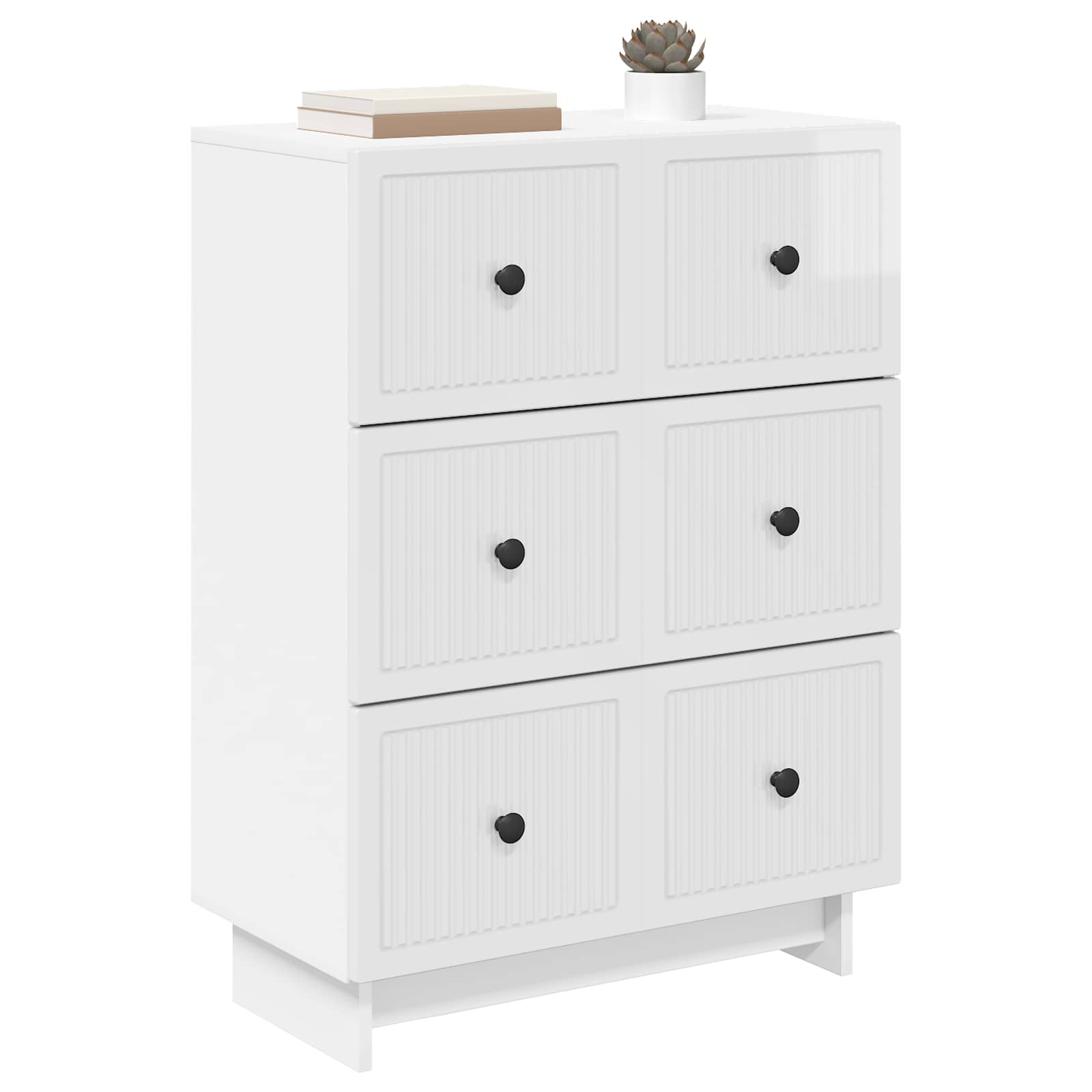 Schubladenschrank Hochglanz Weiß 66 x 34,5 x 90 cm