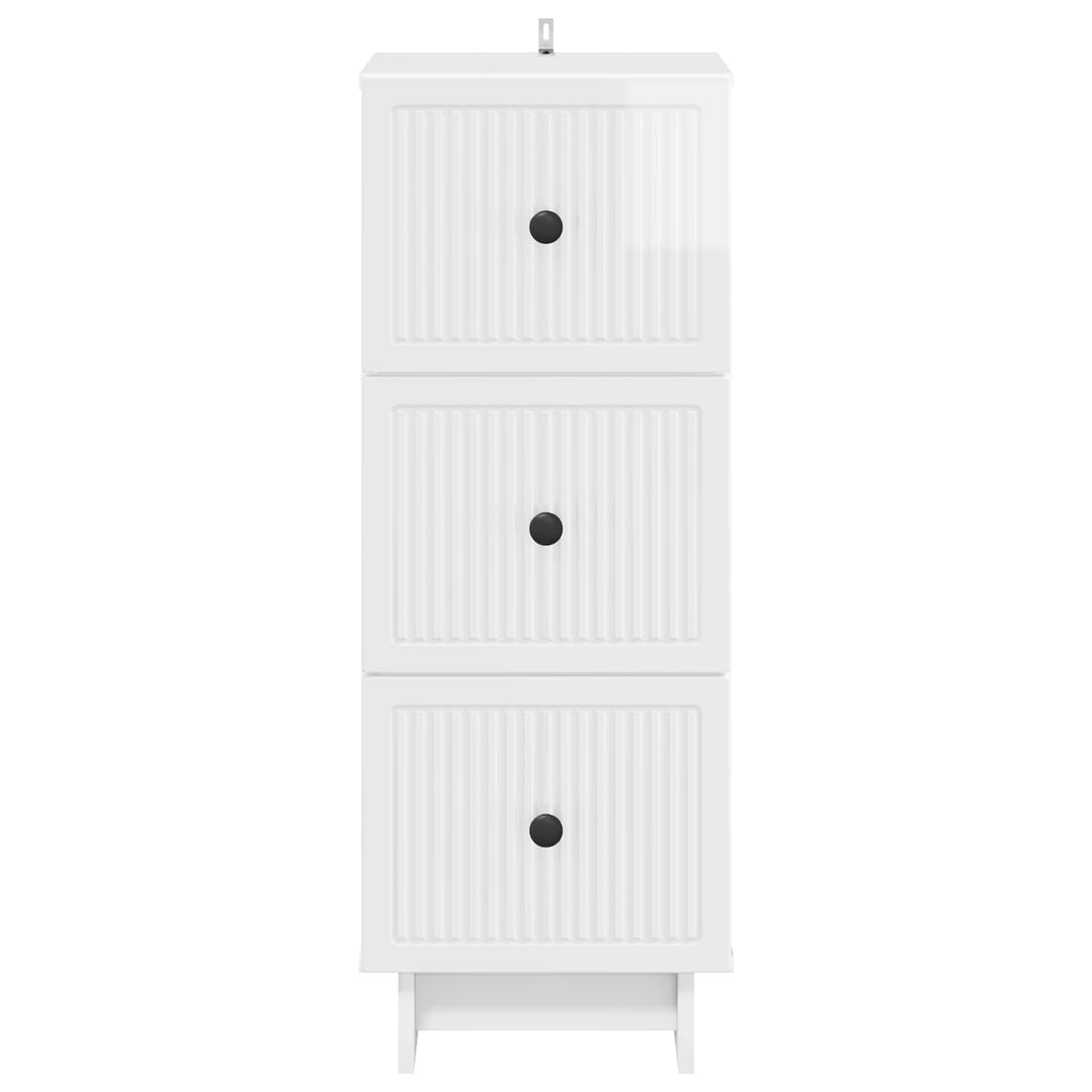 Schubladenschrank Hochglanz Weiß 33 x 34,5 x 90 cm