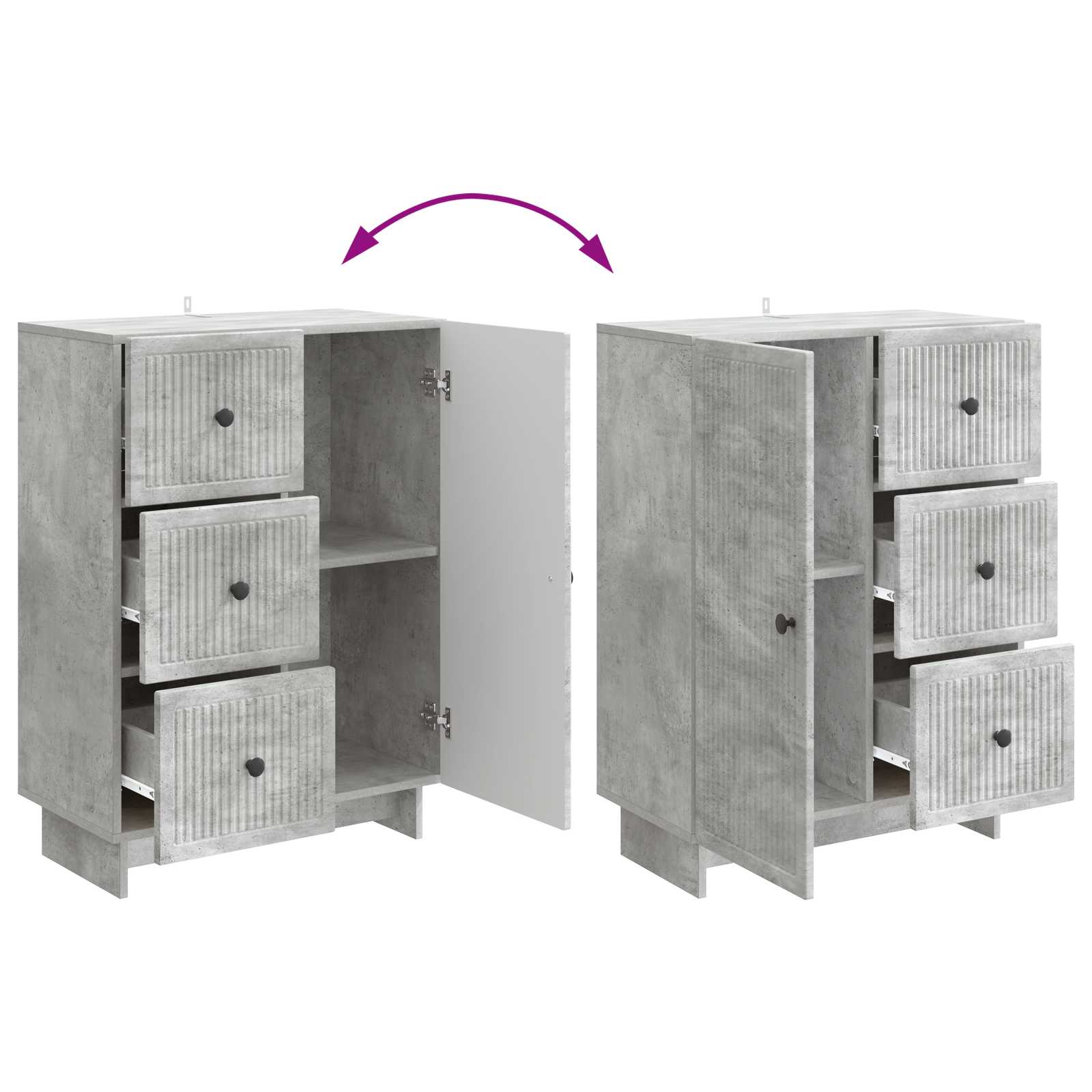 Sideboard Betongrau 66 x 34,5 x 90 cm Holzwerkstoff