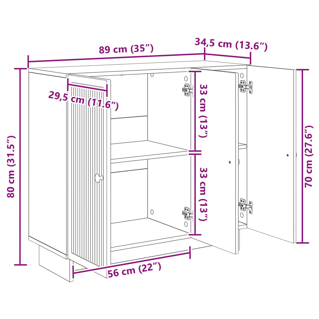Sideboard Artisan-Eiche 89 x 34,5 x 80 cm Holzwerkstoff