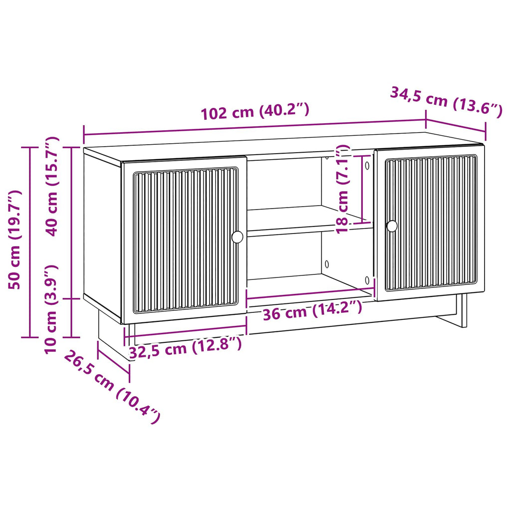 TV-Schränk 102 x 34,5 x 50 cm Sonoma-Eiche Holzwerkstoff