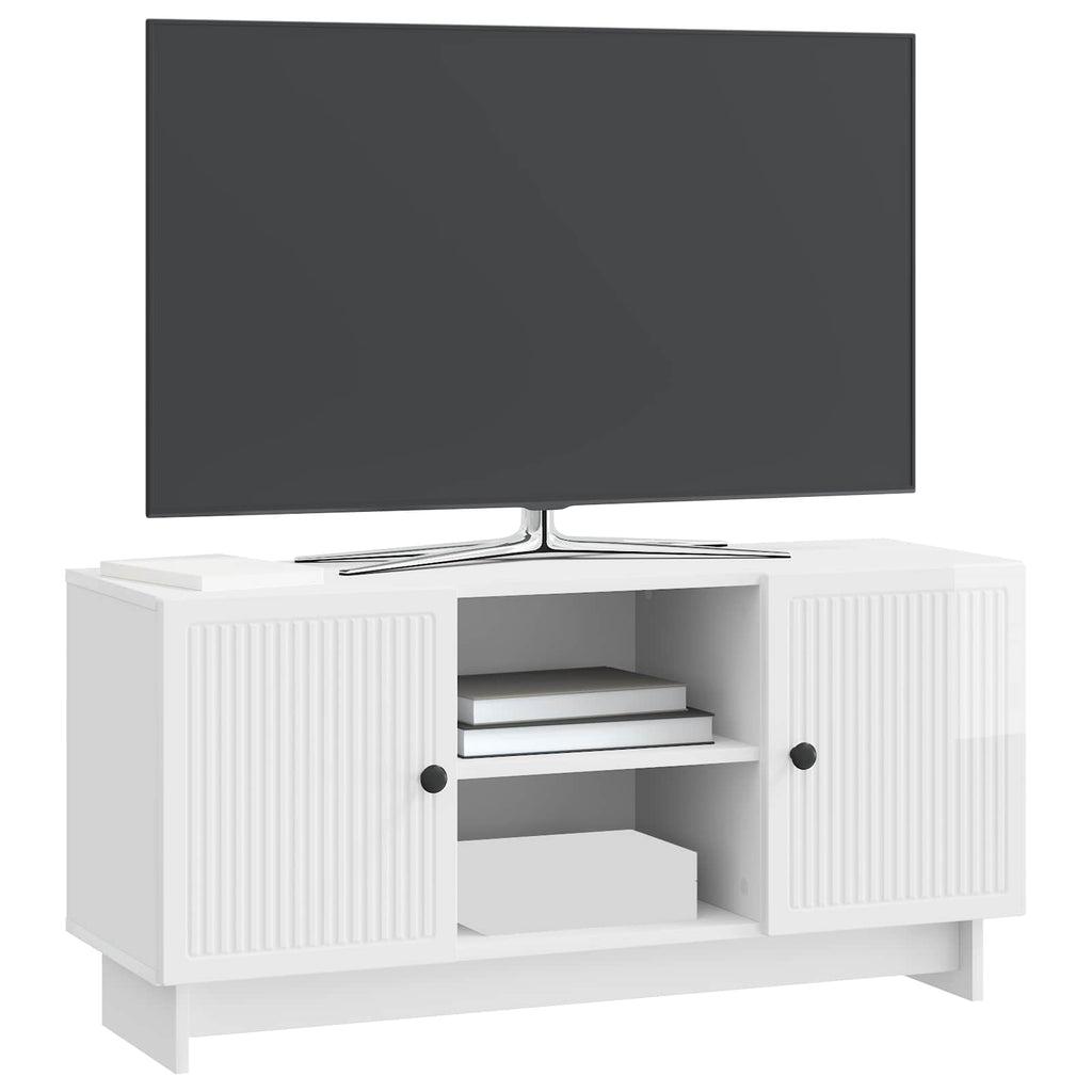 TV-Schränk 102 x 34,5 x 50 cm Hochglanz Weiß Holzwerkstoff