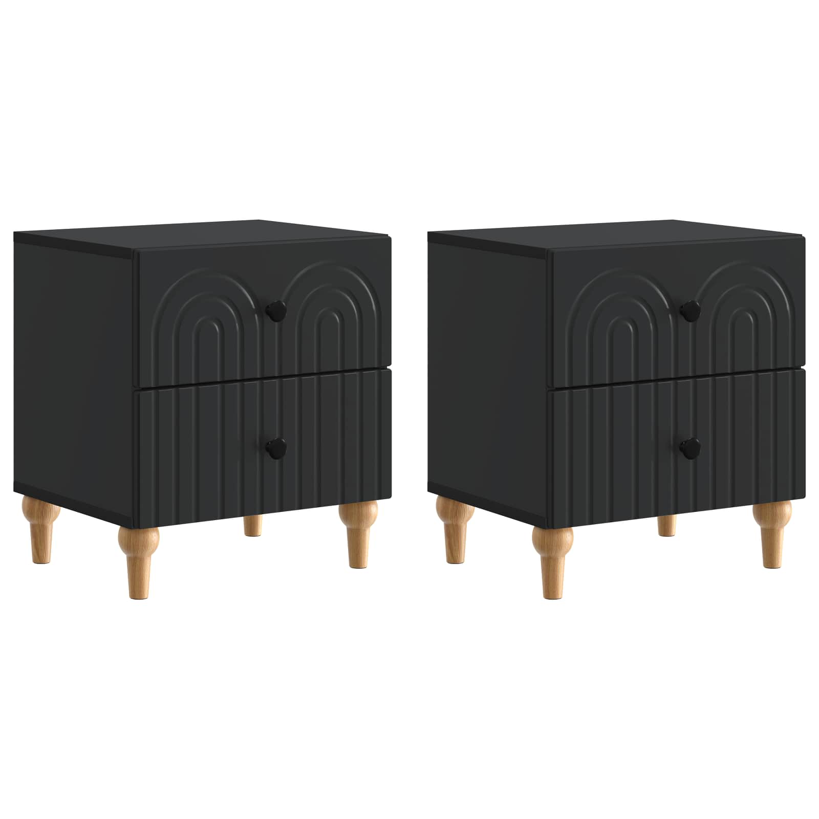 Nachttisch 2 pcs Schwarz 43 x 34,5 x 48 cm Holzwerkstoff