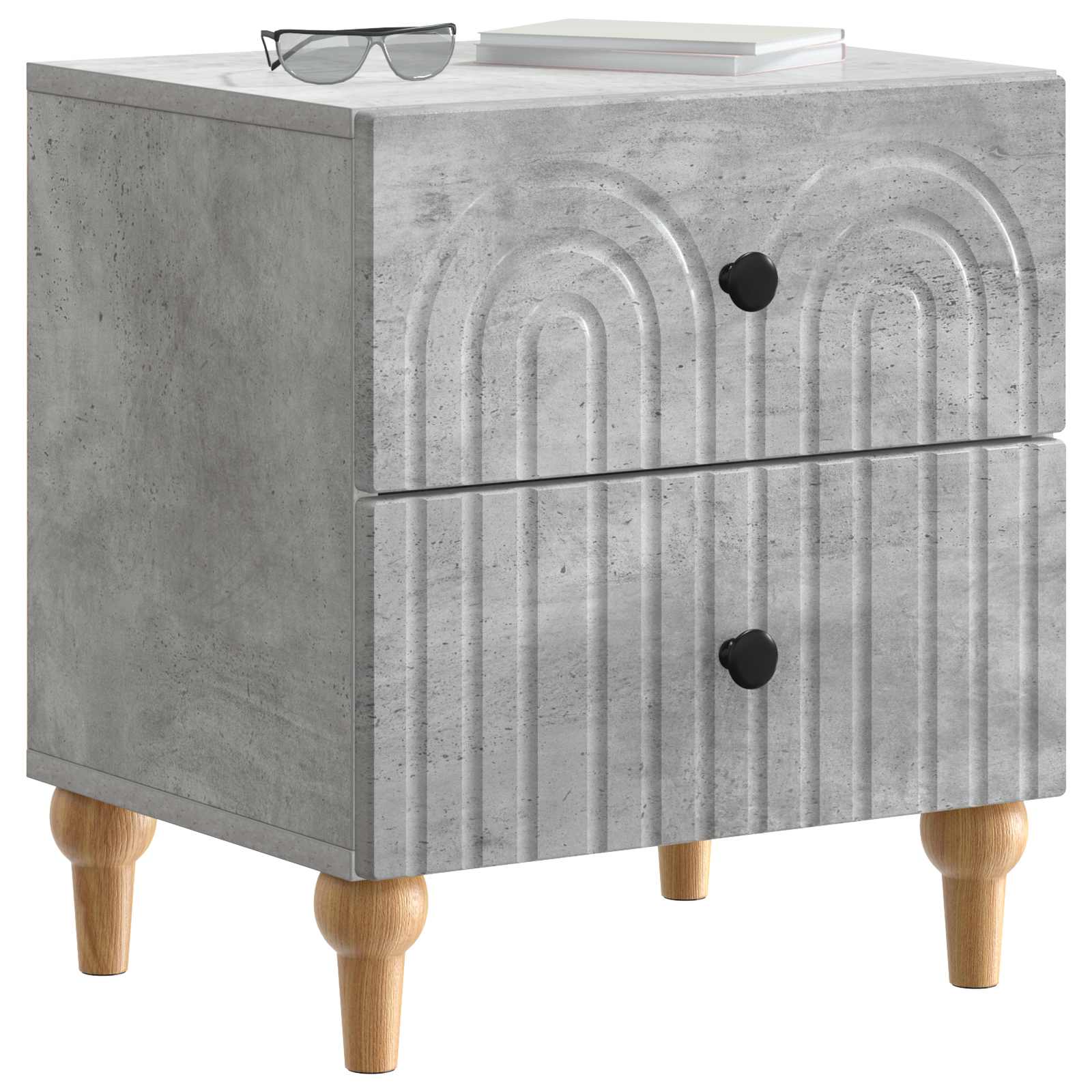 Nachttisch 2 pcs Betongrau 43 x 34,5 x 48 cm Holzwerkstoff