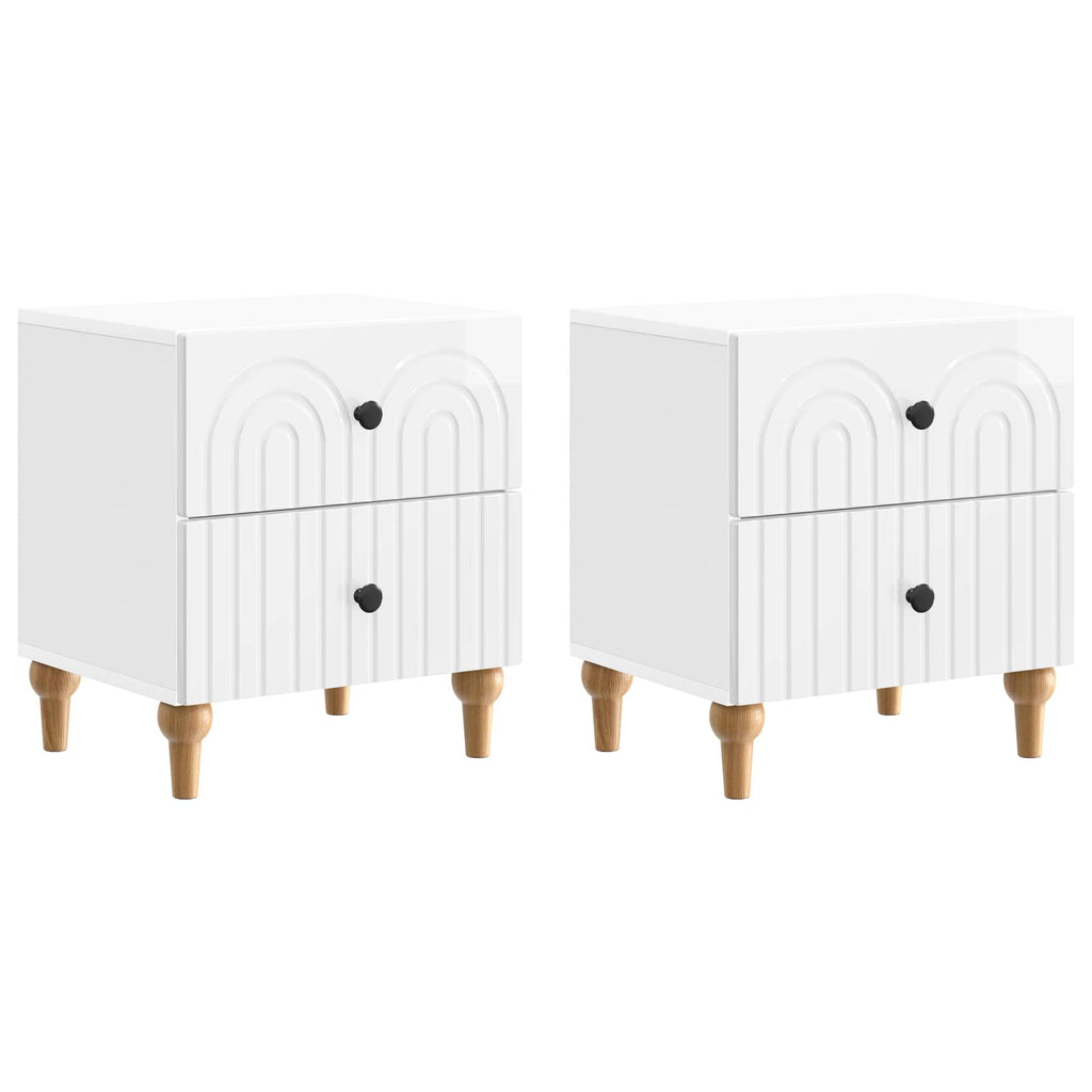 Nachttisch 2 pcs Hochglanz Weiß 43 x 34,5 x 48 cm Holzwerkstoff