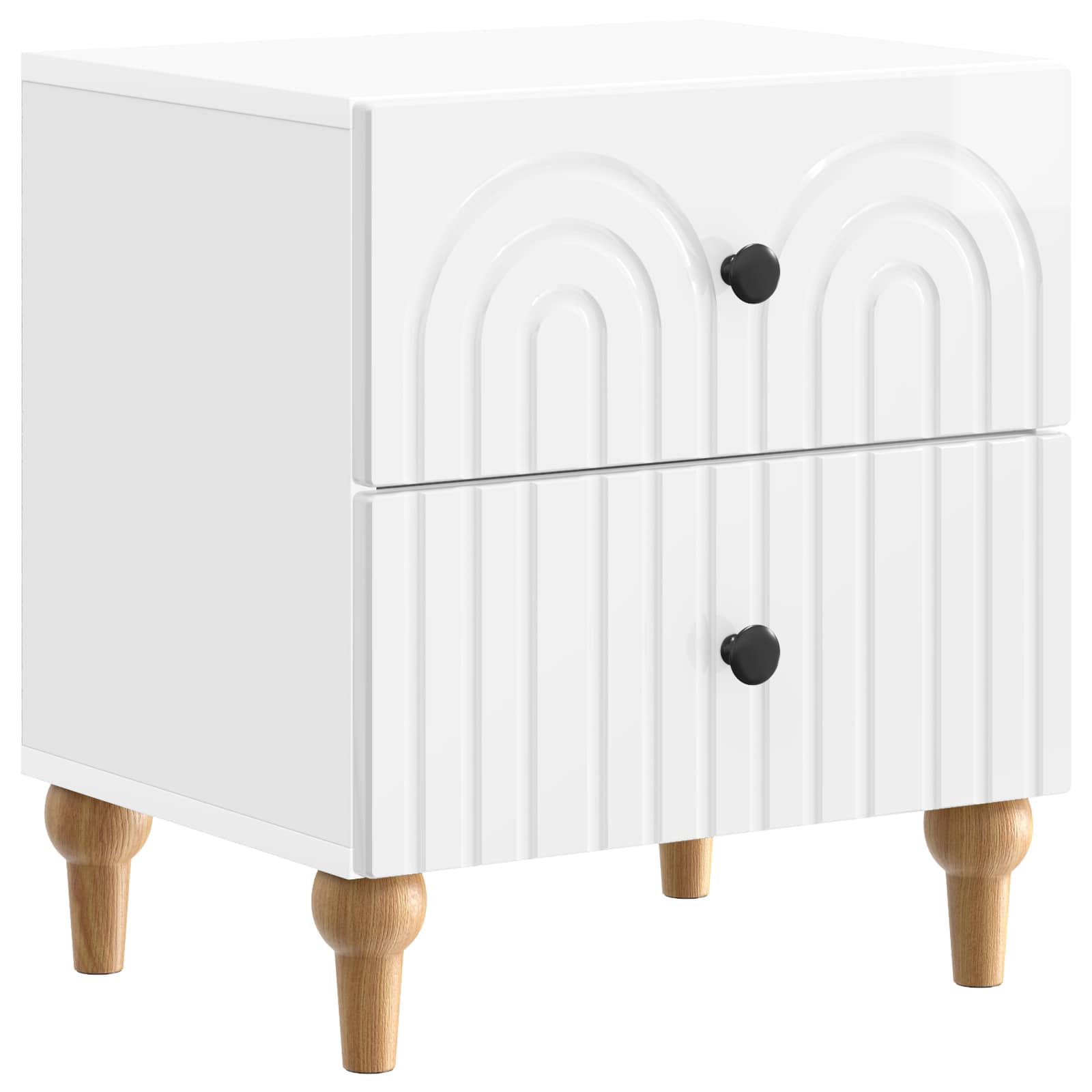 Nachttisch 2 pcs Hochglanz Weiß 43 x 34,5 x 48 cm Holzwerkstoff