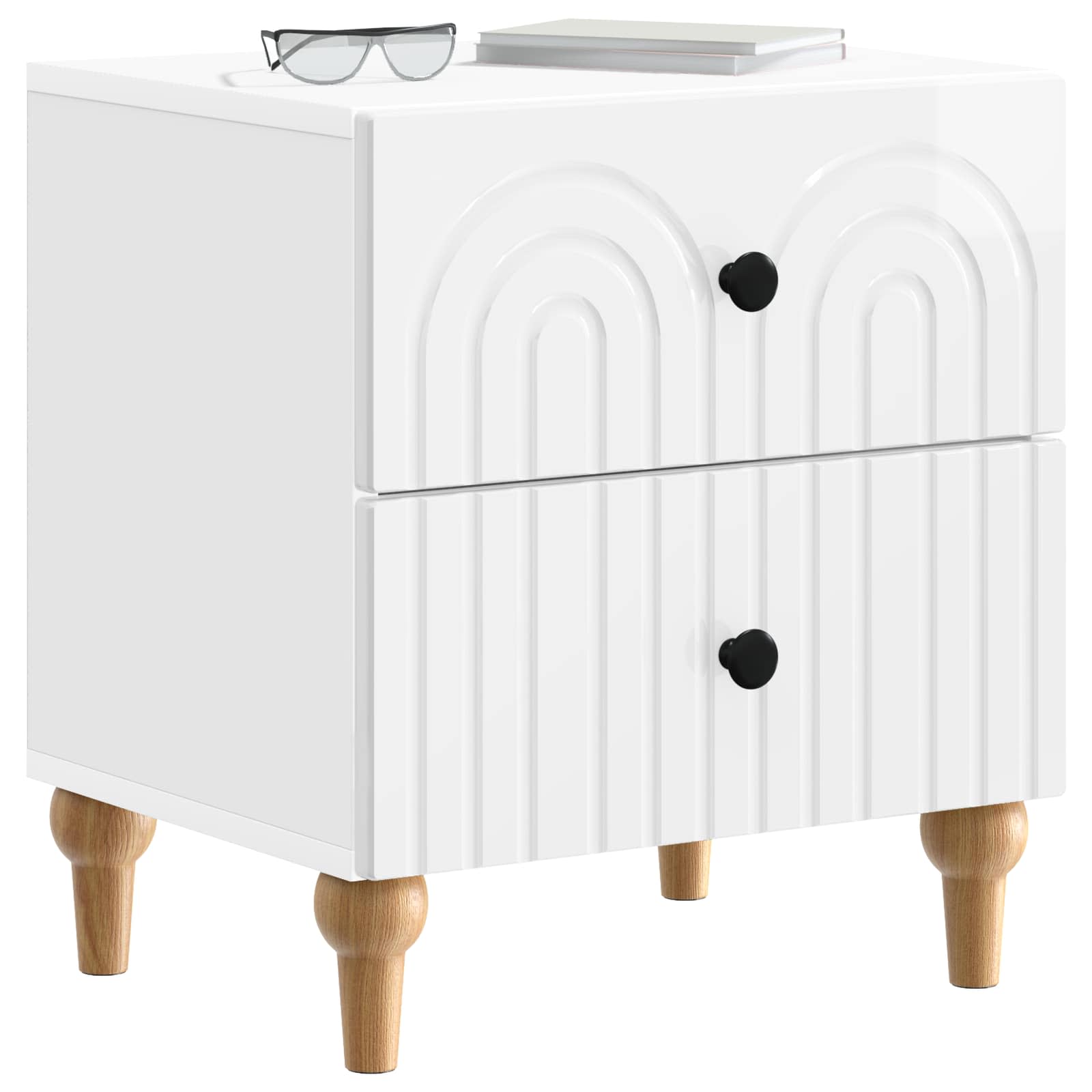 Nachttisch 2 pcs Hochglanz Weiß 43 x 34,5 x 48 cm Holzwerkstoff