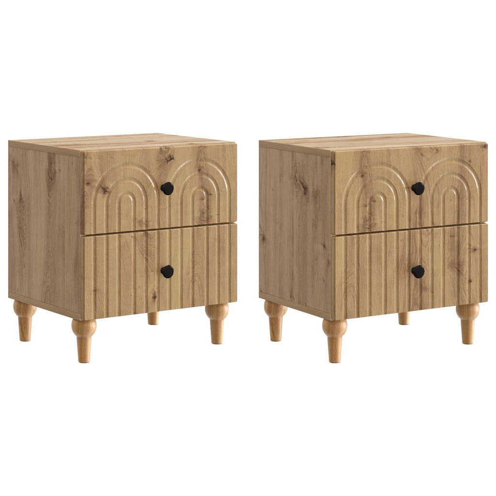 Nachttisch 2 pcs Artisan-Eiche 43 x 34,5 x 48 cm Holzwerkstoff
