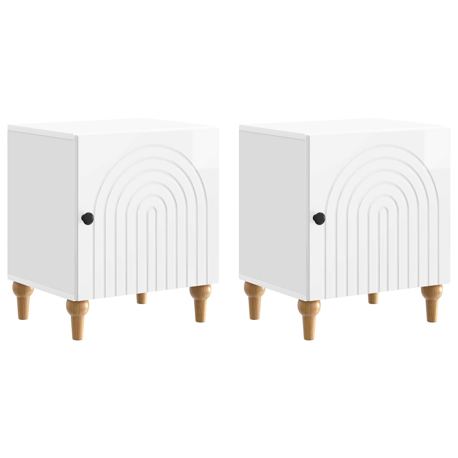 Nachttisch 2 pcs Hochglanz Weiß 43 x 34,5 x 50 cm Holzwerkstoff