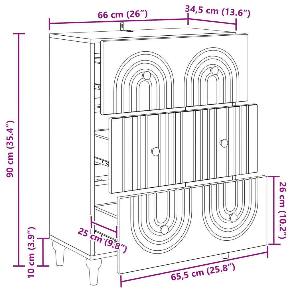 Schubladenschrank Betongrau 66 x 34,5 x 90 cm Holzwerkstoff