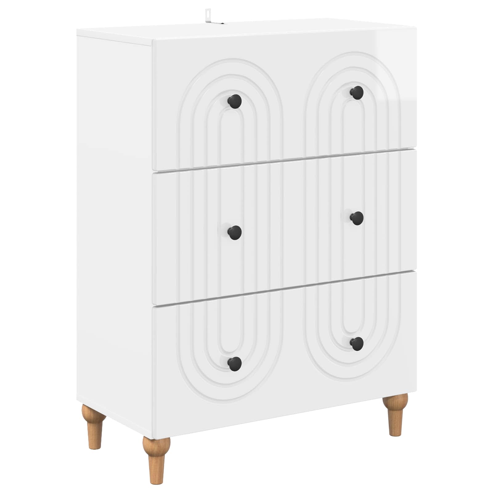 Schubladenschrank Hochglanz Weiß 66 x 34,5 x 90 cm