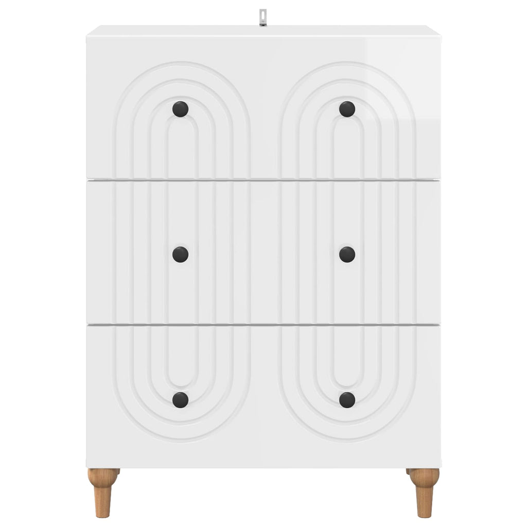 Schubladenschrank Hochglanz Weiß 66 x 34,5 x 90 cm