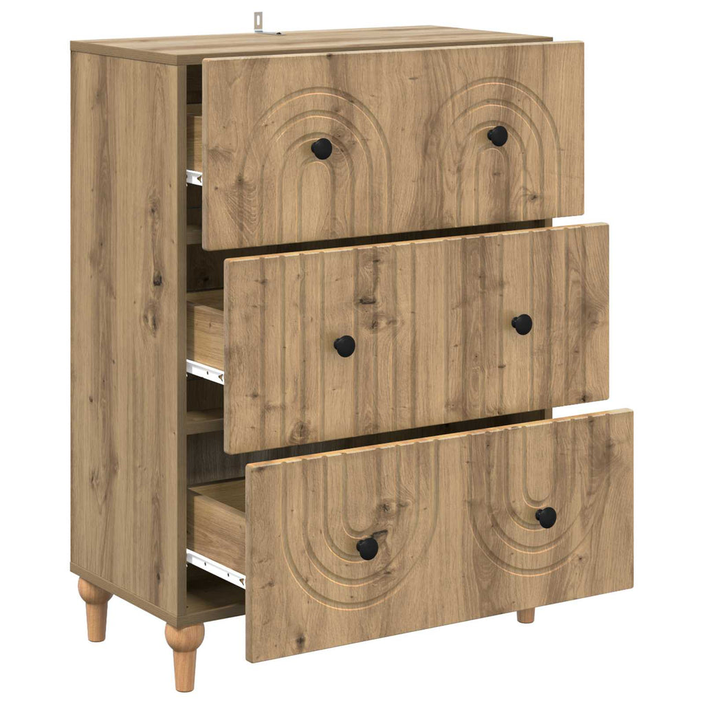 Schubladenschrank Artisan-Eiche 66 x 34,5 x 90 cm Holzwerkstoff