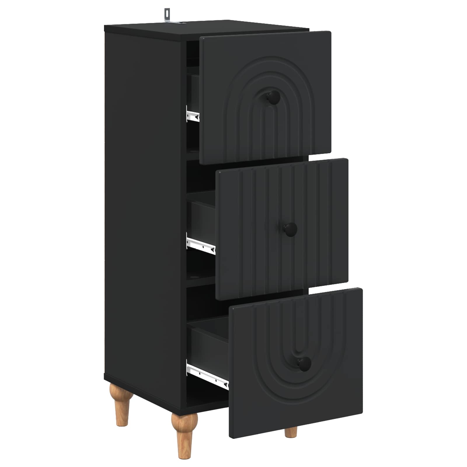Schubladenschrank Schwarz 33 x 34,5 x 90 cm Holzwerkstoff