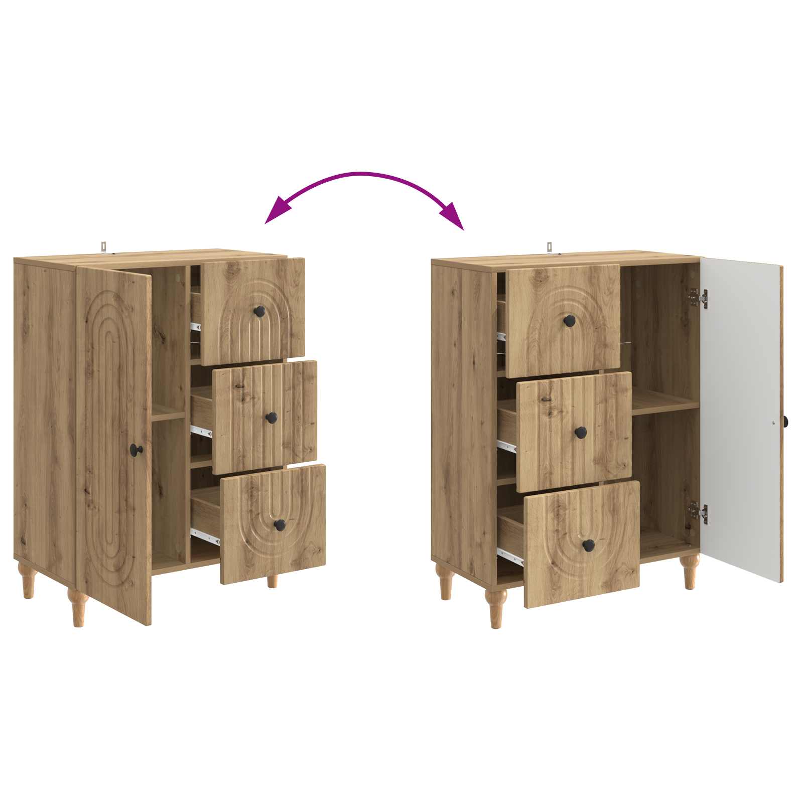 Sideboard Artisan-Eiche 66 x 34,5 x 90 cm Holzwerkstoff