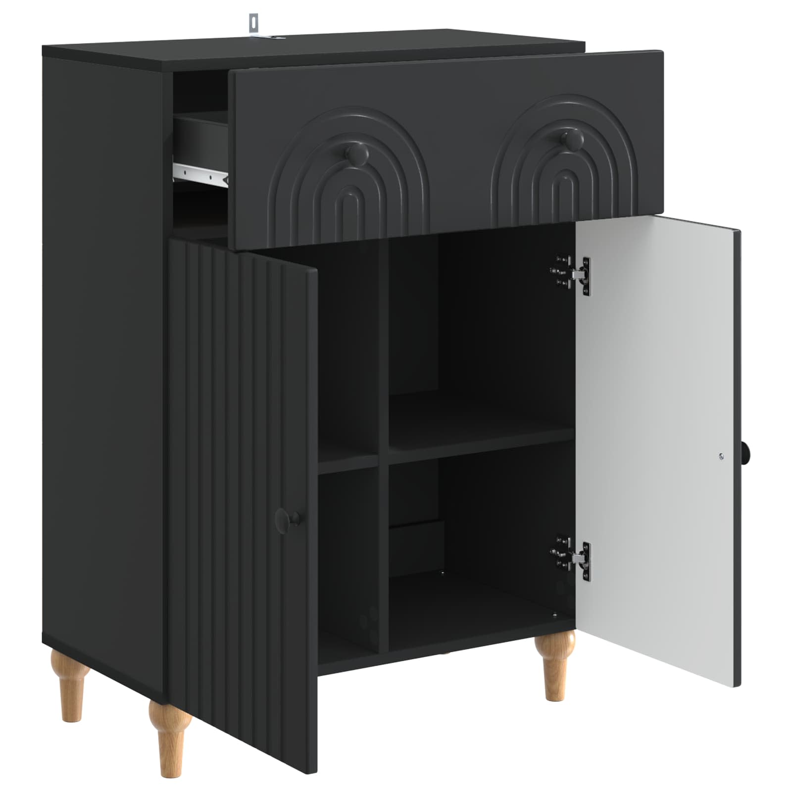 Sideboard Schwarz 66 x 34,5 x 90 cm Holzwerkstoff