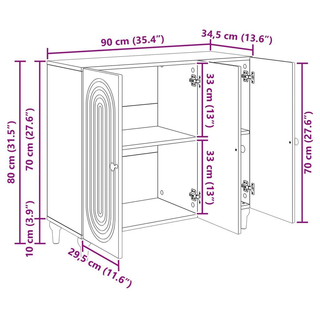 Sideboard Hochglanz Weiß 89 x 34,5 x 80 cm Holzwerkstoff