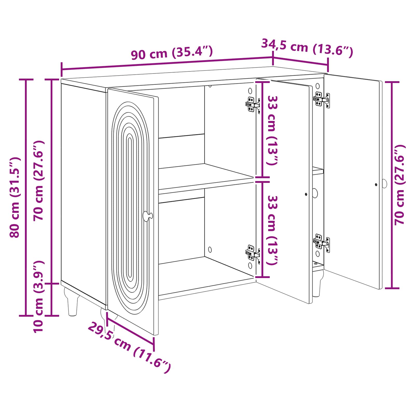 Sideboard Graues Sonoma 89 x 34,5 x 80 cm Holzwerkstoff