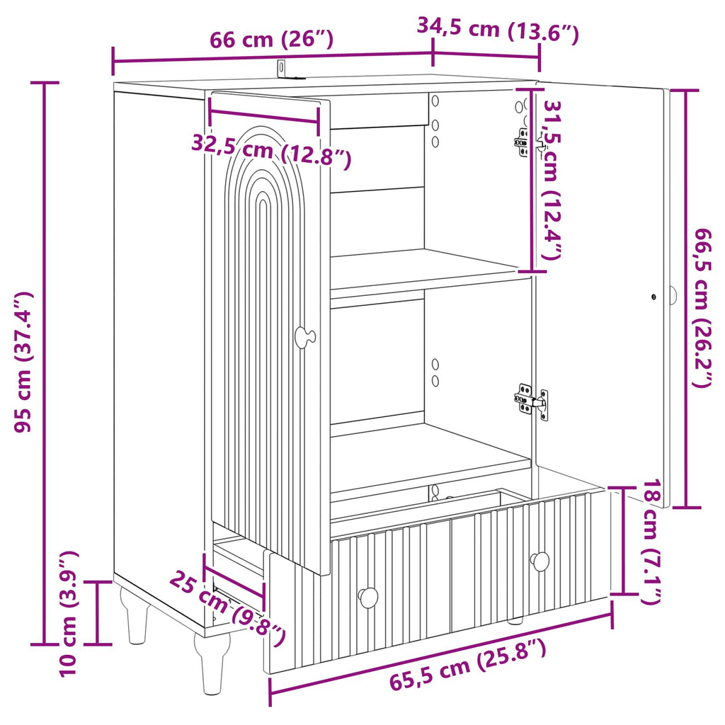 Sideboard Graues Sonoma 66 x 34,5 x 95 cm Holzwerkstoff