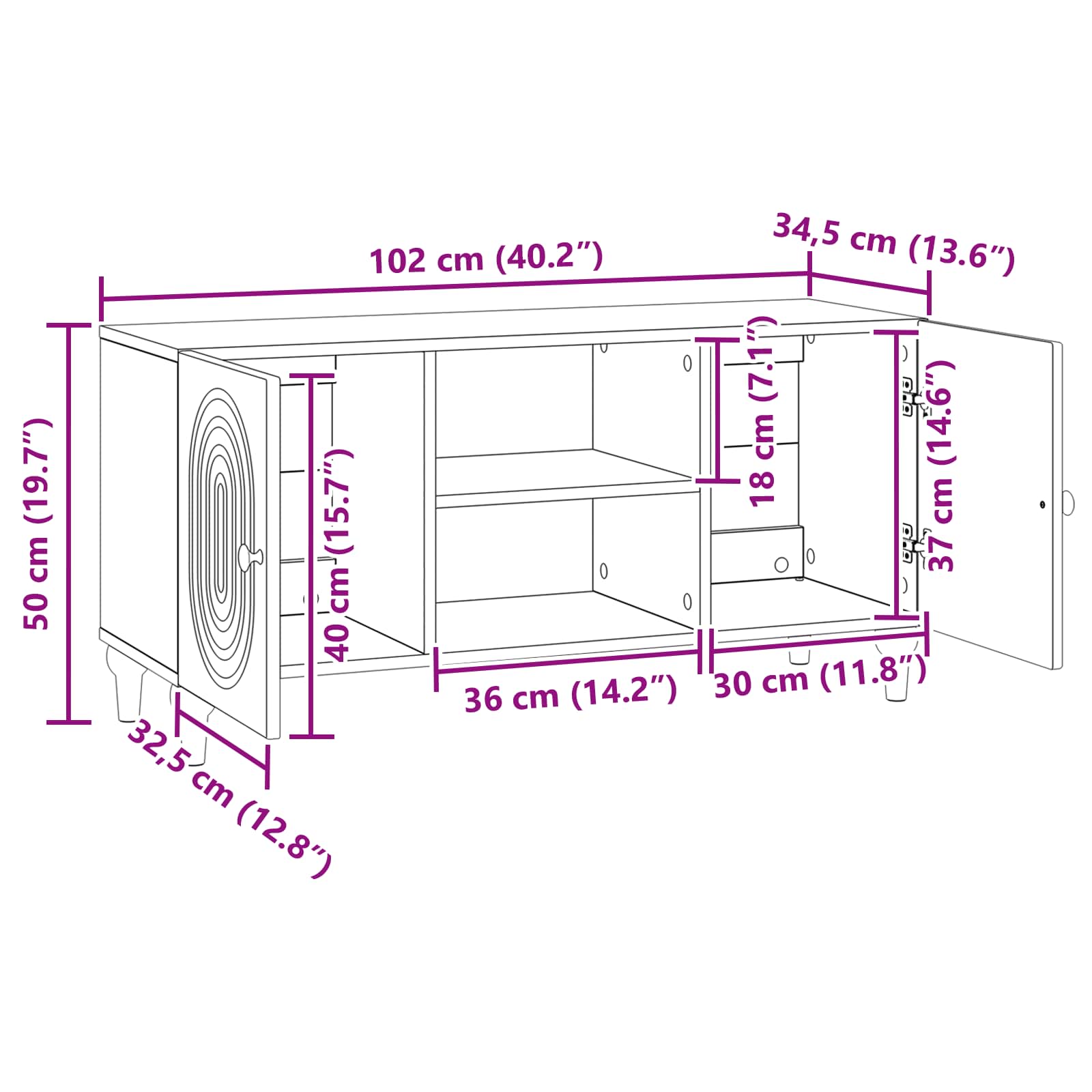 TV-Schränk Graues Sonoma 102 x 34,5 x 50 cm Holzwerkstoff