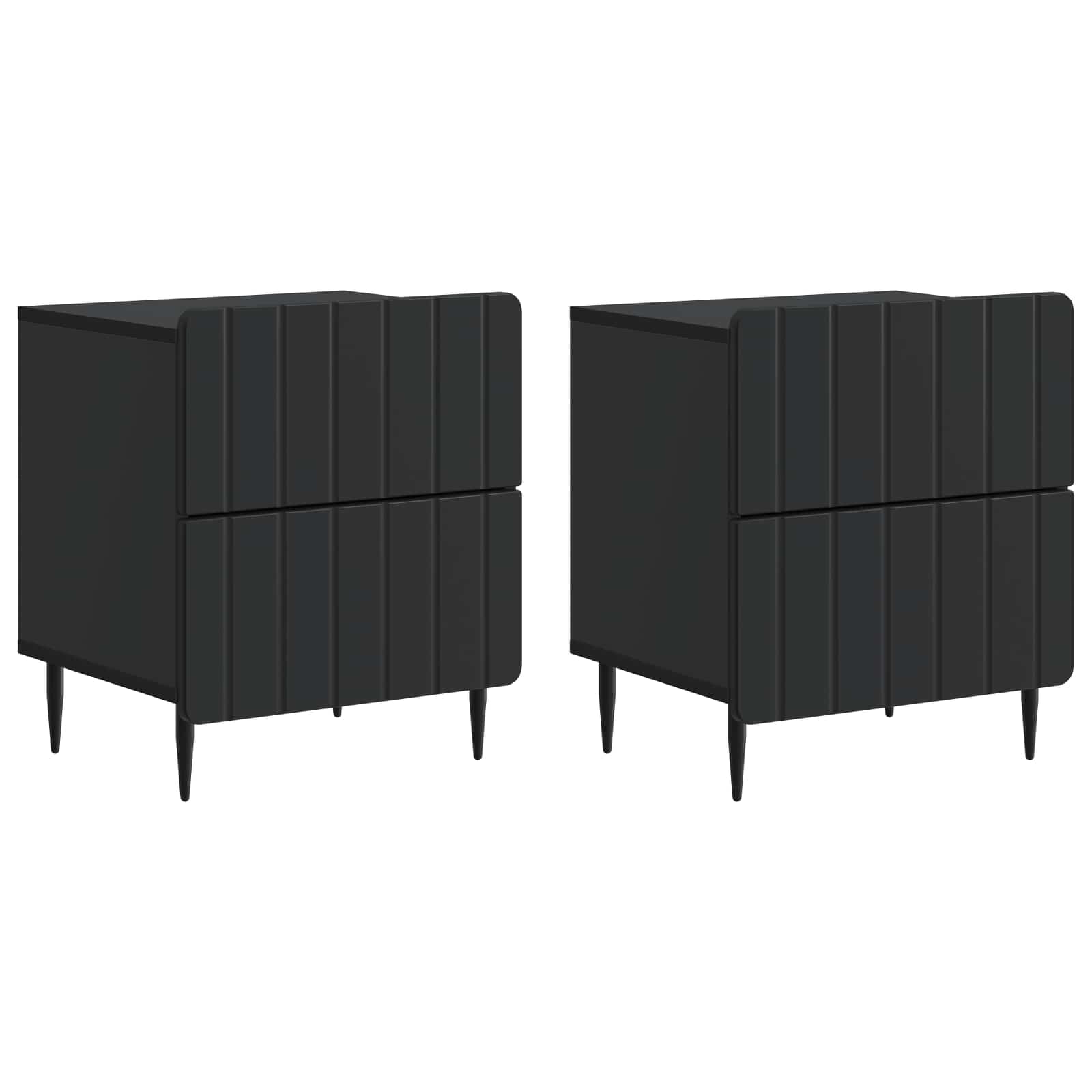 Nachttisch 2 pcs Schwarz 43 x 34,5 x 49,5 cm Holzwerkstoff