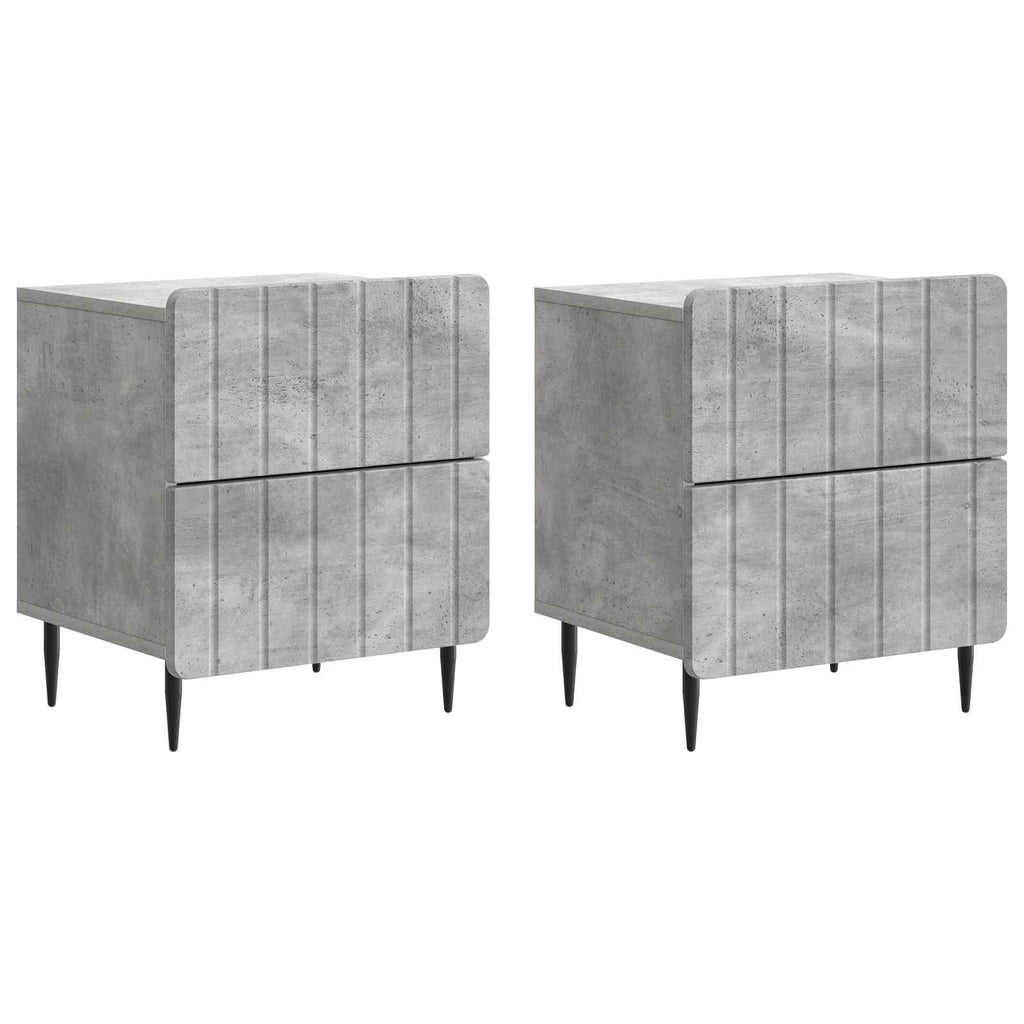 Nachttisch 2 pcs Betongrau 43 x 34,5 x 49,5 cm Holzwerkstoff