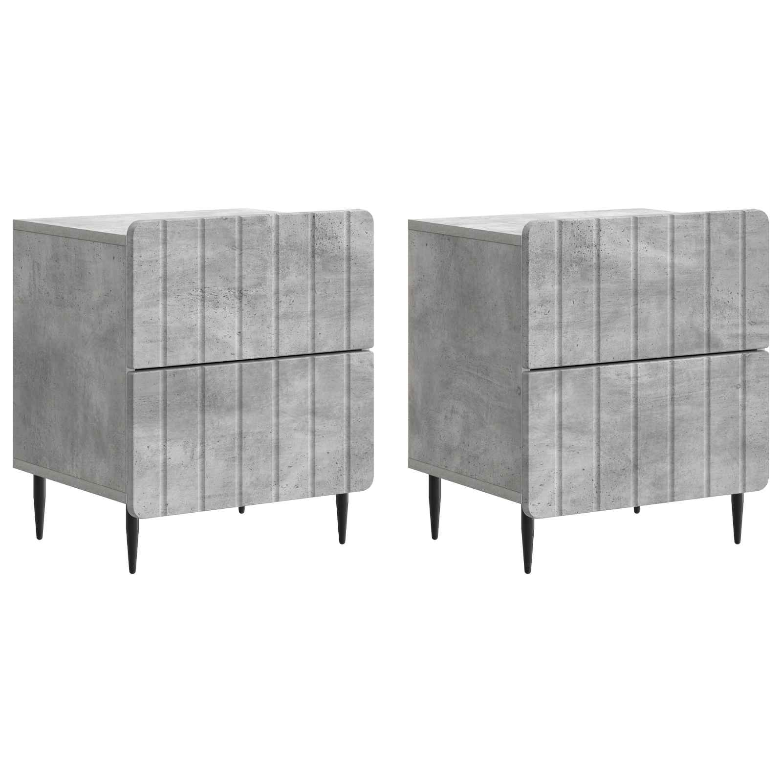 Nachttisch 2 pcs Betongrau 43 x 34,5 x 49,5 cm Holzwerkstoff