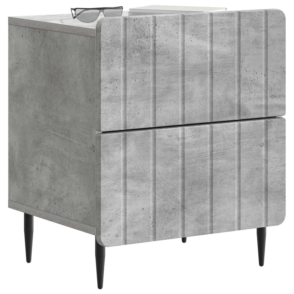 Nachttisch 2 pcs Betongrau 43 x 34,5 x 49,5 cm Holzwerkstoff