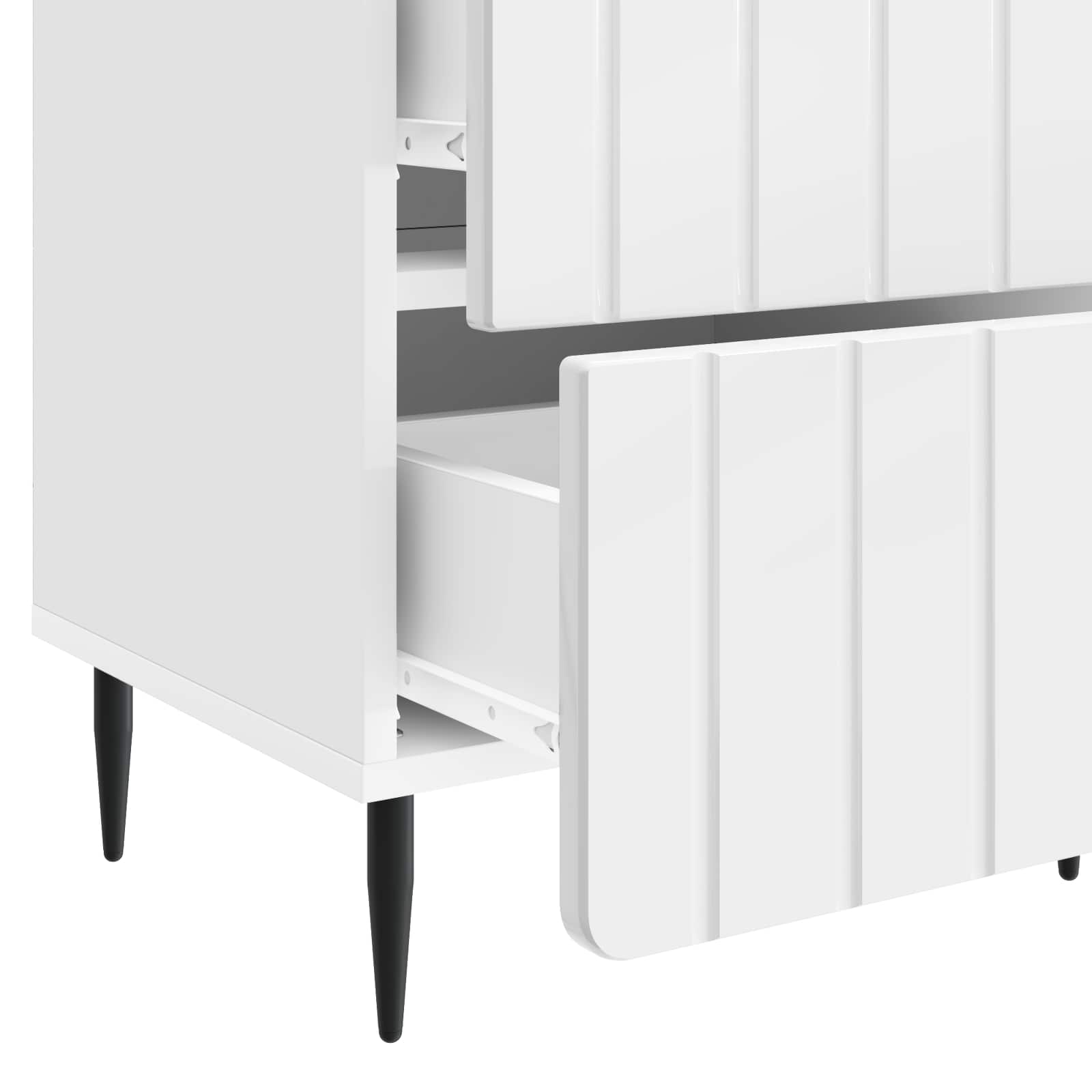 Nachttisch 2 pcs Hochglanz Weiß 43 x 34,5 x 49,5 cm