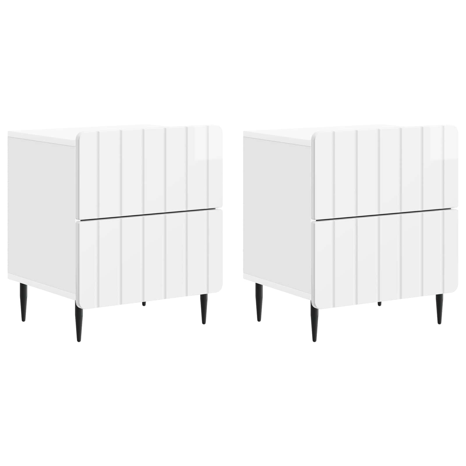Nachttisch 2 pcs Hochglanz Weiß 43 x 34,5 x 49,5 cm