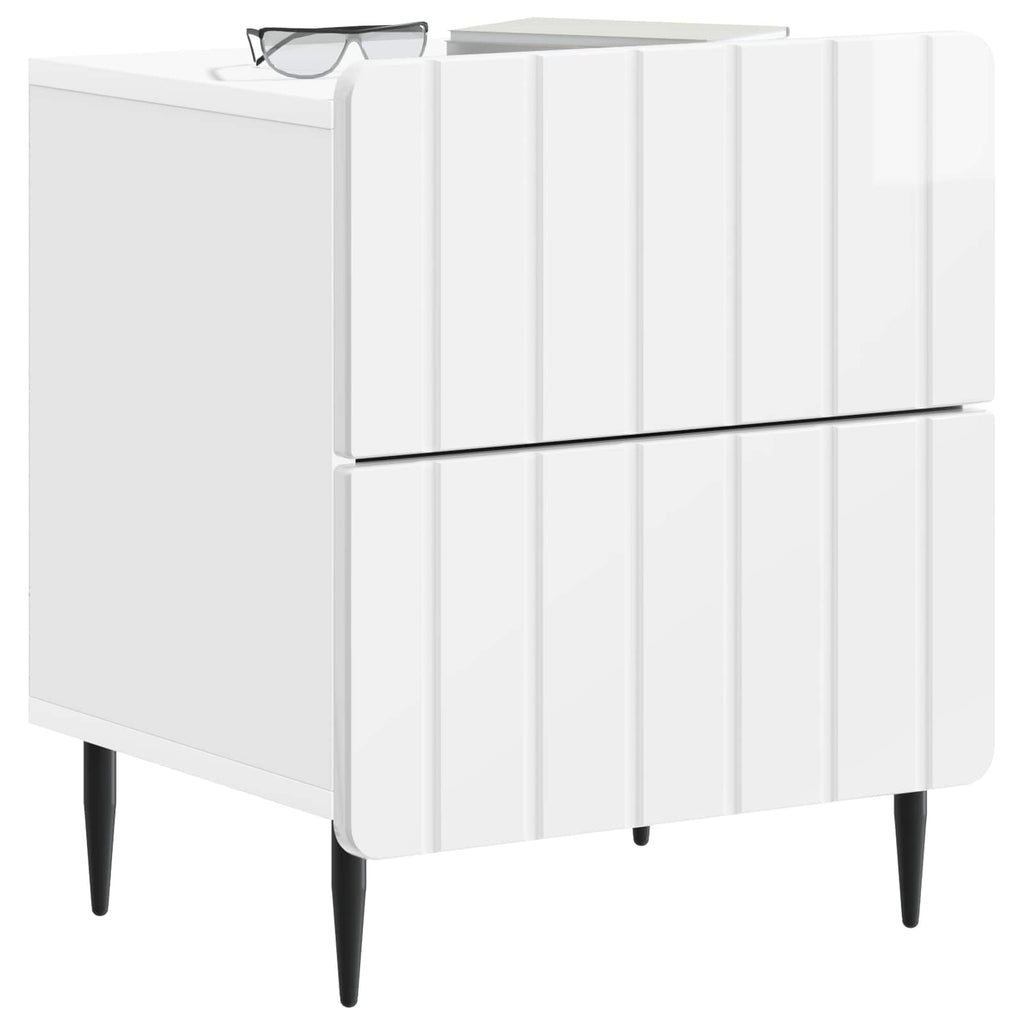 Nachttisch 2 pcs Hochglanz Weiß 43 x 34,5 x 49,5 cm