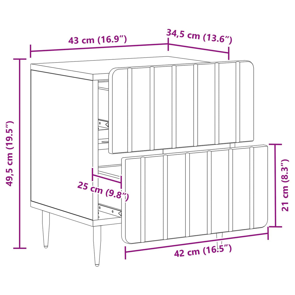 Nachttisch Graues Sonoma 43 x 34,5 x 49,5 cm Holzwerkstoff