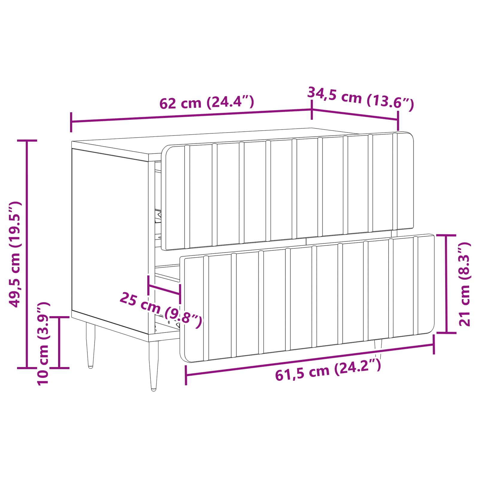 Nachttisch Graues Sonoma 62 x 34,5 x 49,5 cm Holzwerkstoff