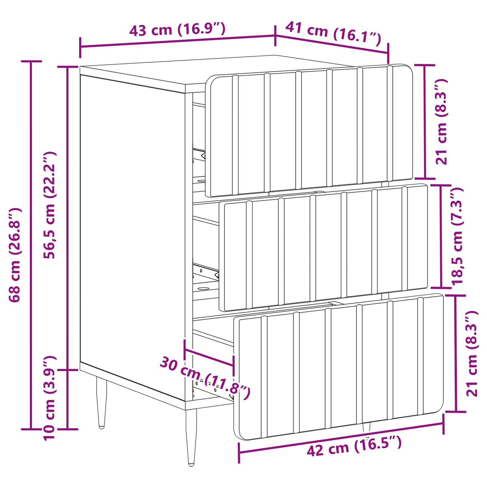 Nachttisch Sonoma-Eiche 43 x 41 x 68 cm Holzwerkstoff