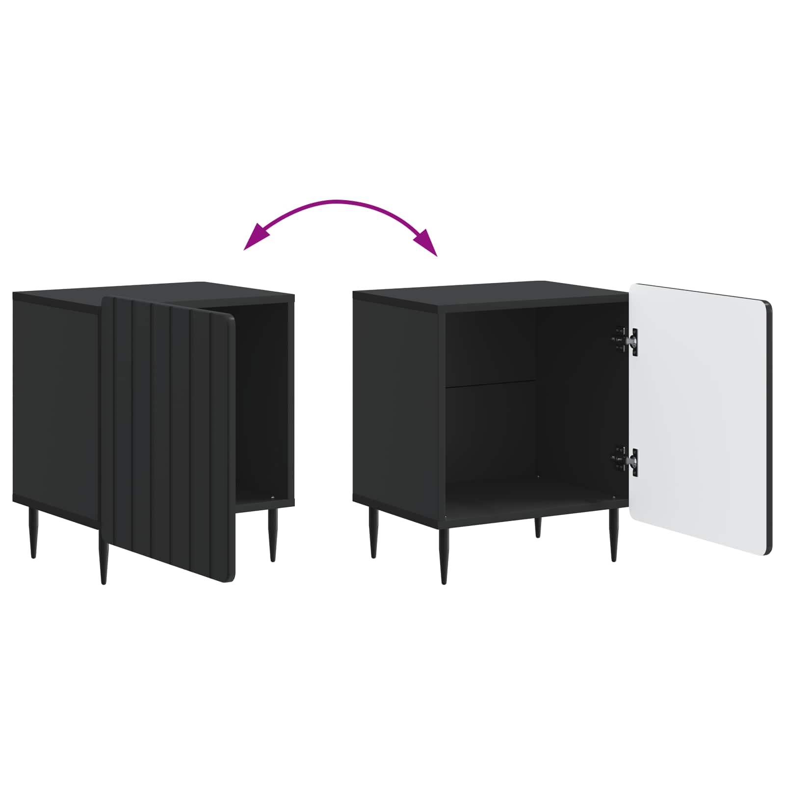 Nachttisch 2 pcs Schwarz 43 x 34,5 x 52 cm Holzwerkstoff