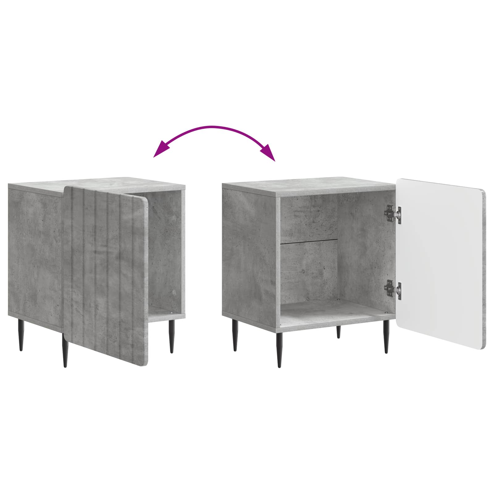 Nachttisch 2 pcs Betongrau 43 x 34,5 x 52 cm Holzwerkstoff