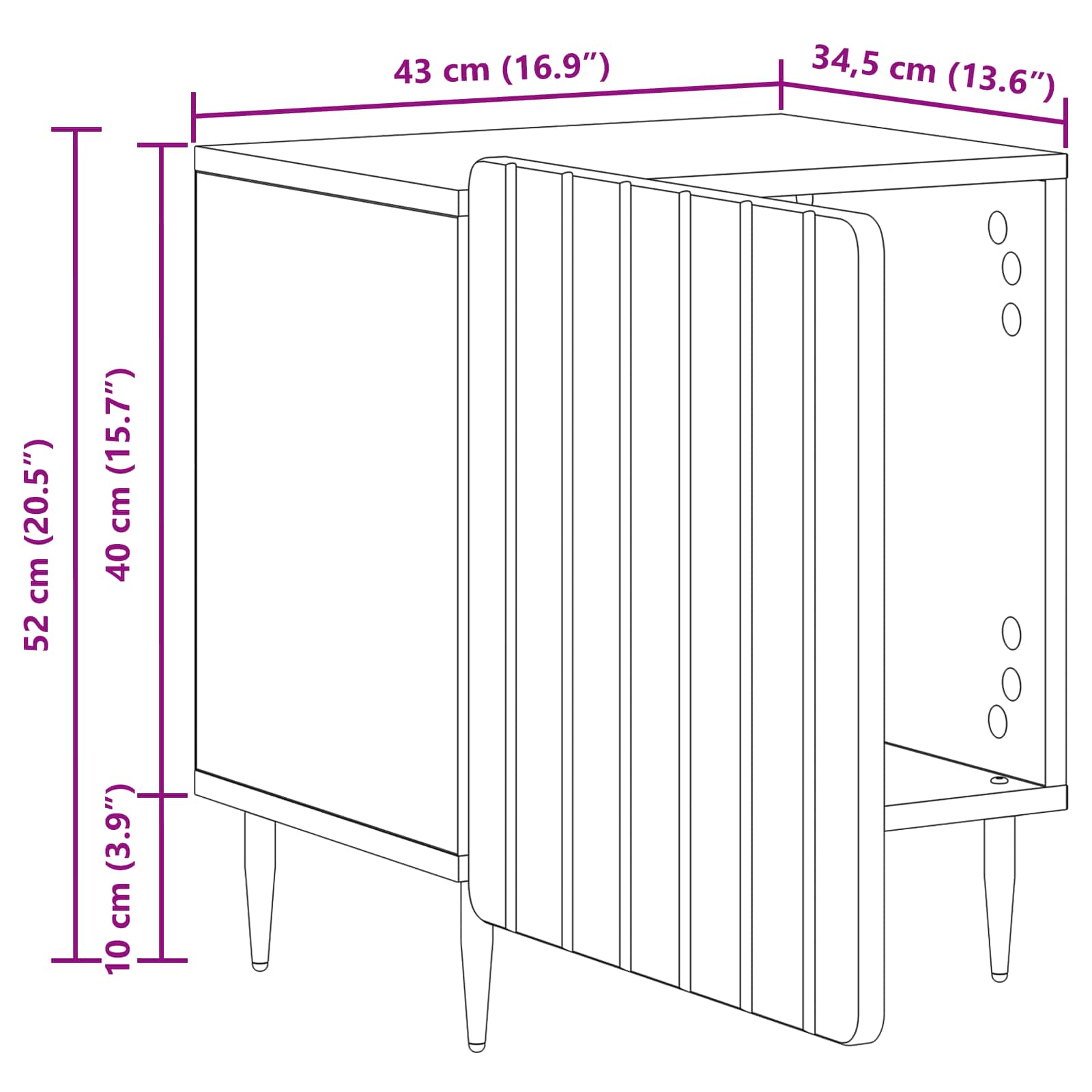 Nachttisch 2 pcs Betongrau 43 x 34,5 x 52 cm Holzwerkstoff