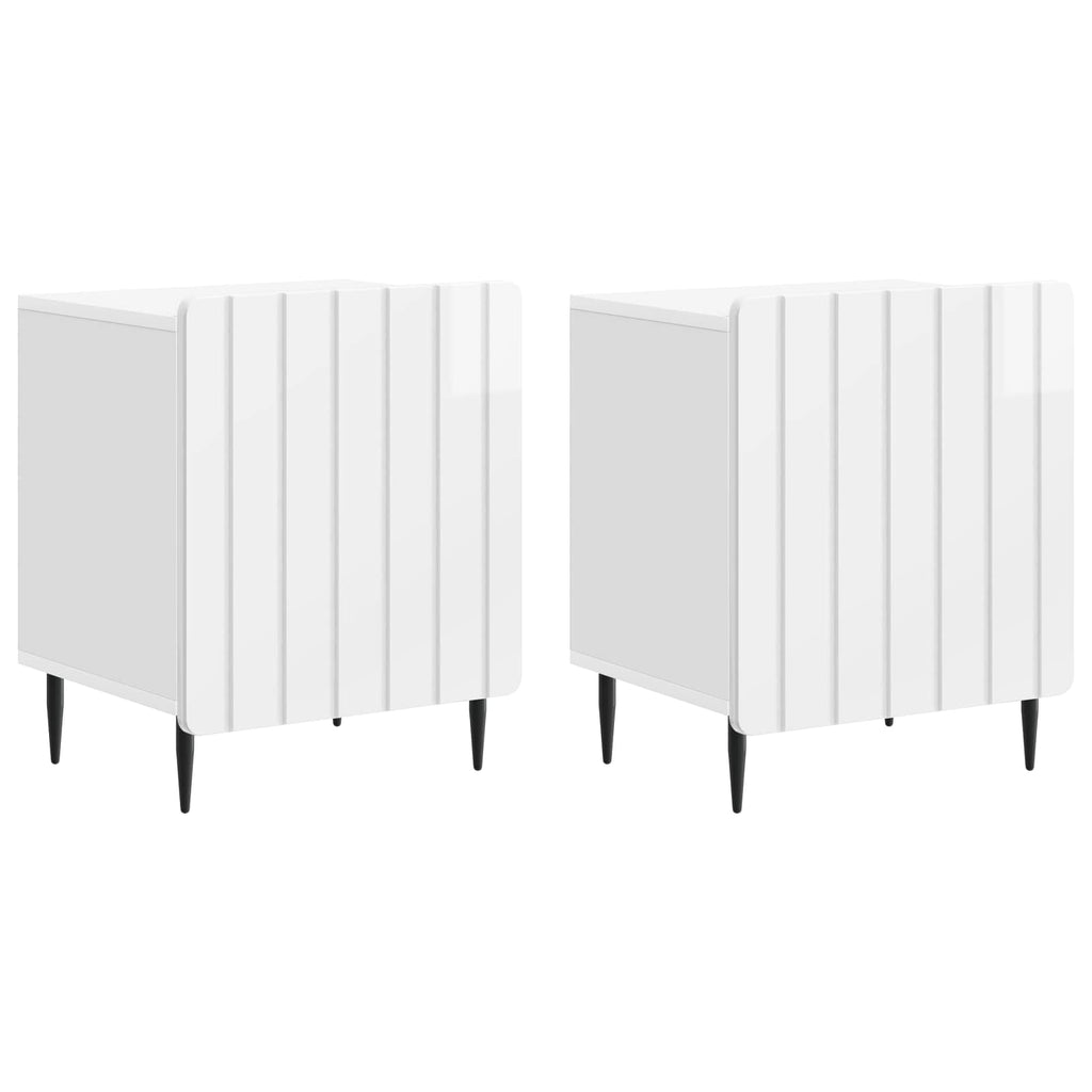 Nachttisch 2 pcs Hochglanz Weiß 43 x 34,5 x 52 cm Holzwerkstoff