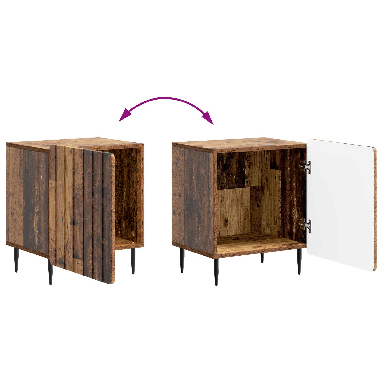 Nachttisch 2 pcs Altholz 43 x 34,5 x 52 cm Holzwerkstoff