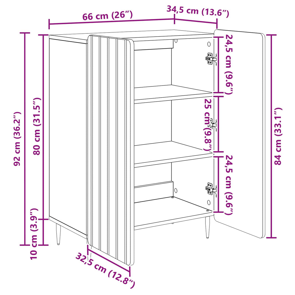 Sideboard Graues Sonoma 66 x 34,5 x 92 cm Holzwerkstoff