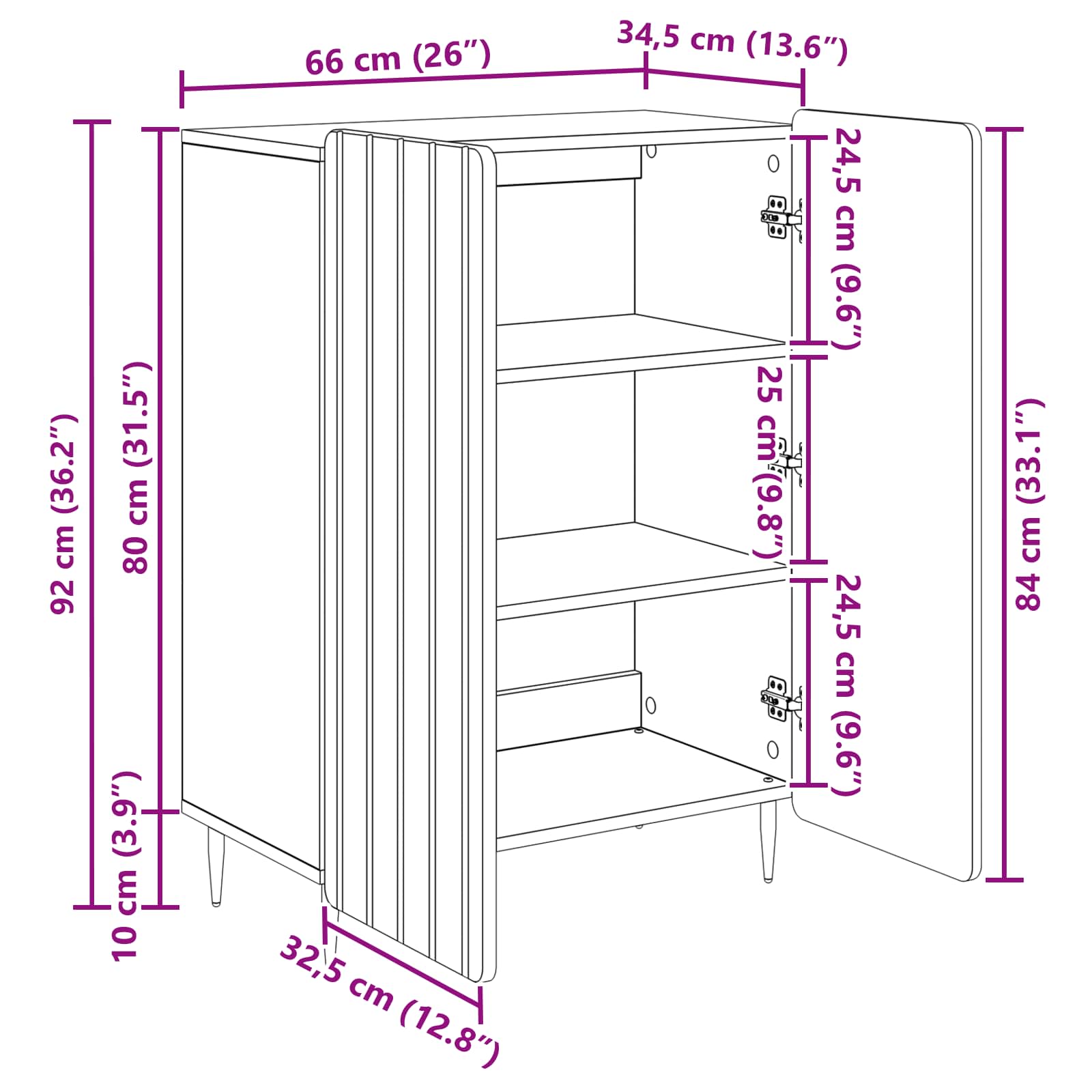 Sideboard Artisan-Eiche 66 x 34,5 x 92 cm Holzwerkstoff