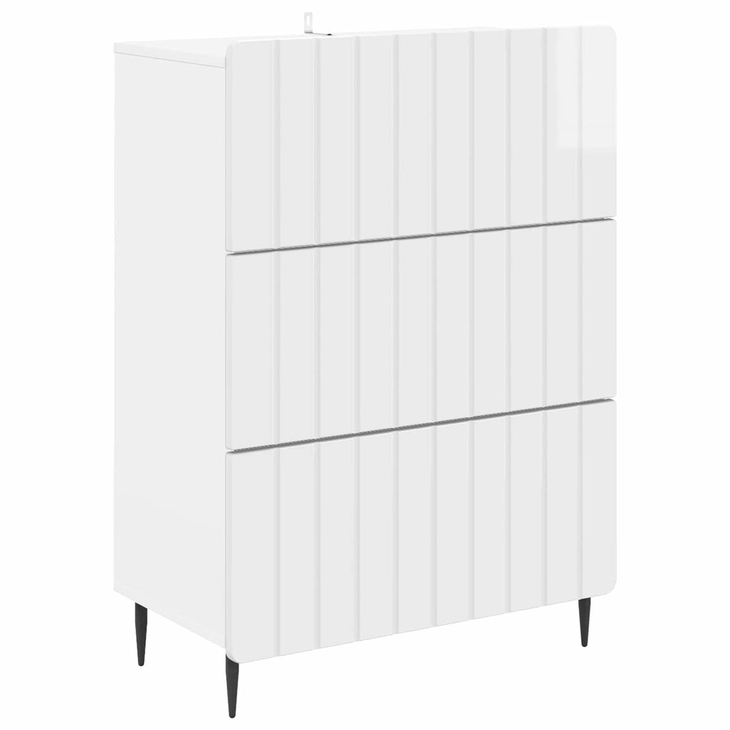 Schubladenschrank Hochglanz Weiß 66 x 34,5 x 92 cm