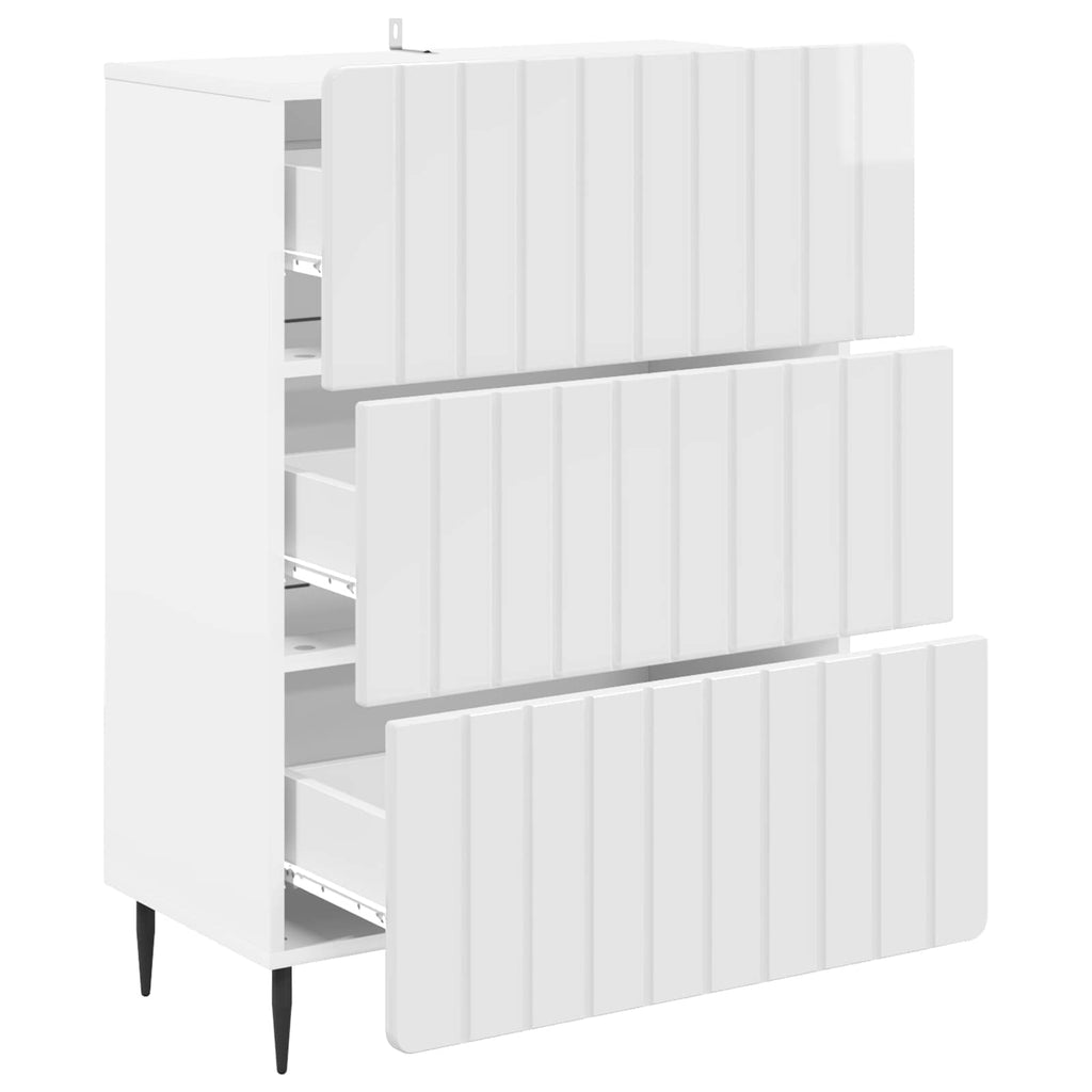 Schubladenschrank Hochglanz Weiß 66 x 34,5 x 92 cm