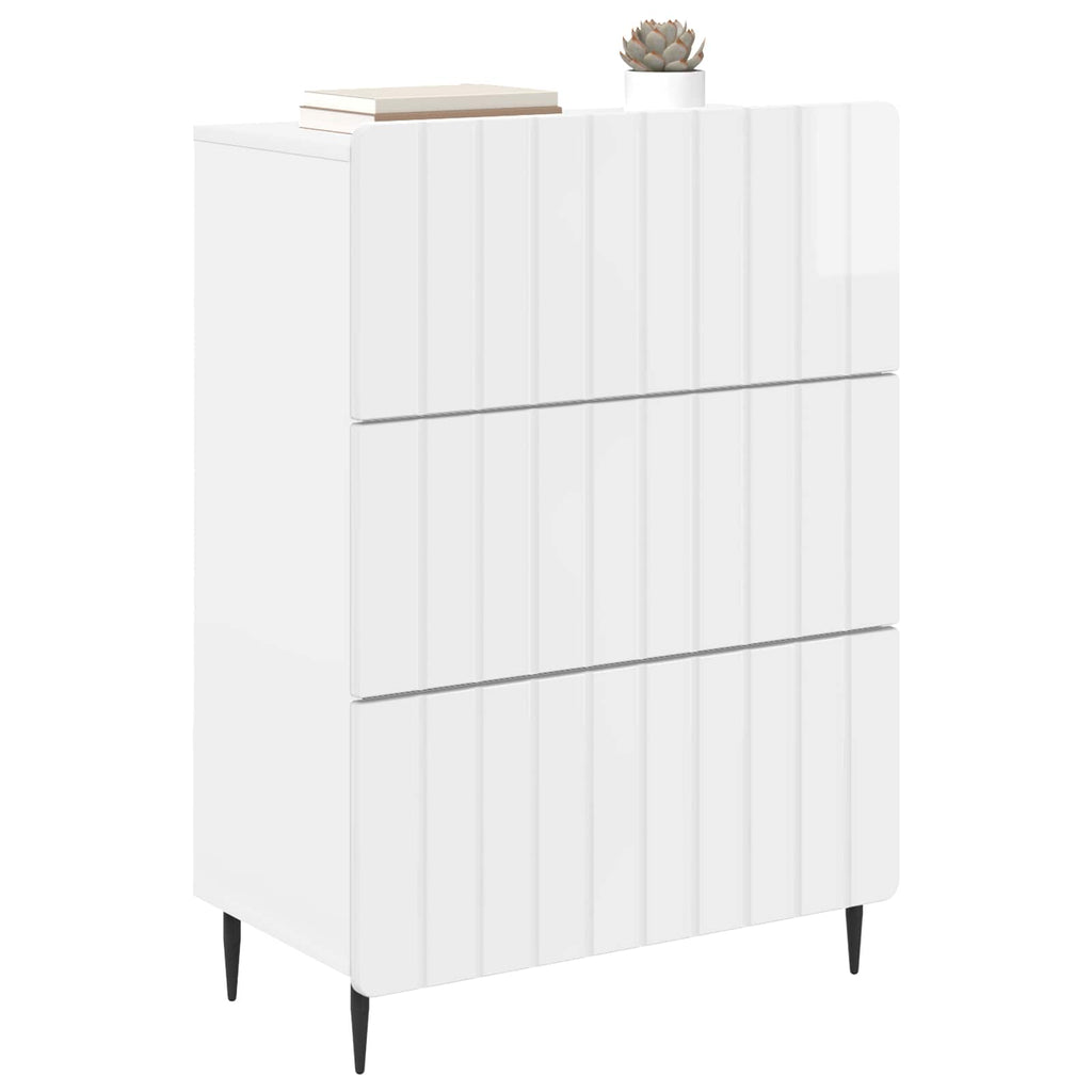 Schubladenschrank Hochglanz Weiß 66 x 34,5 x 92 cm